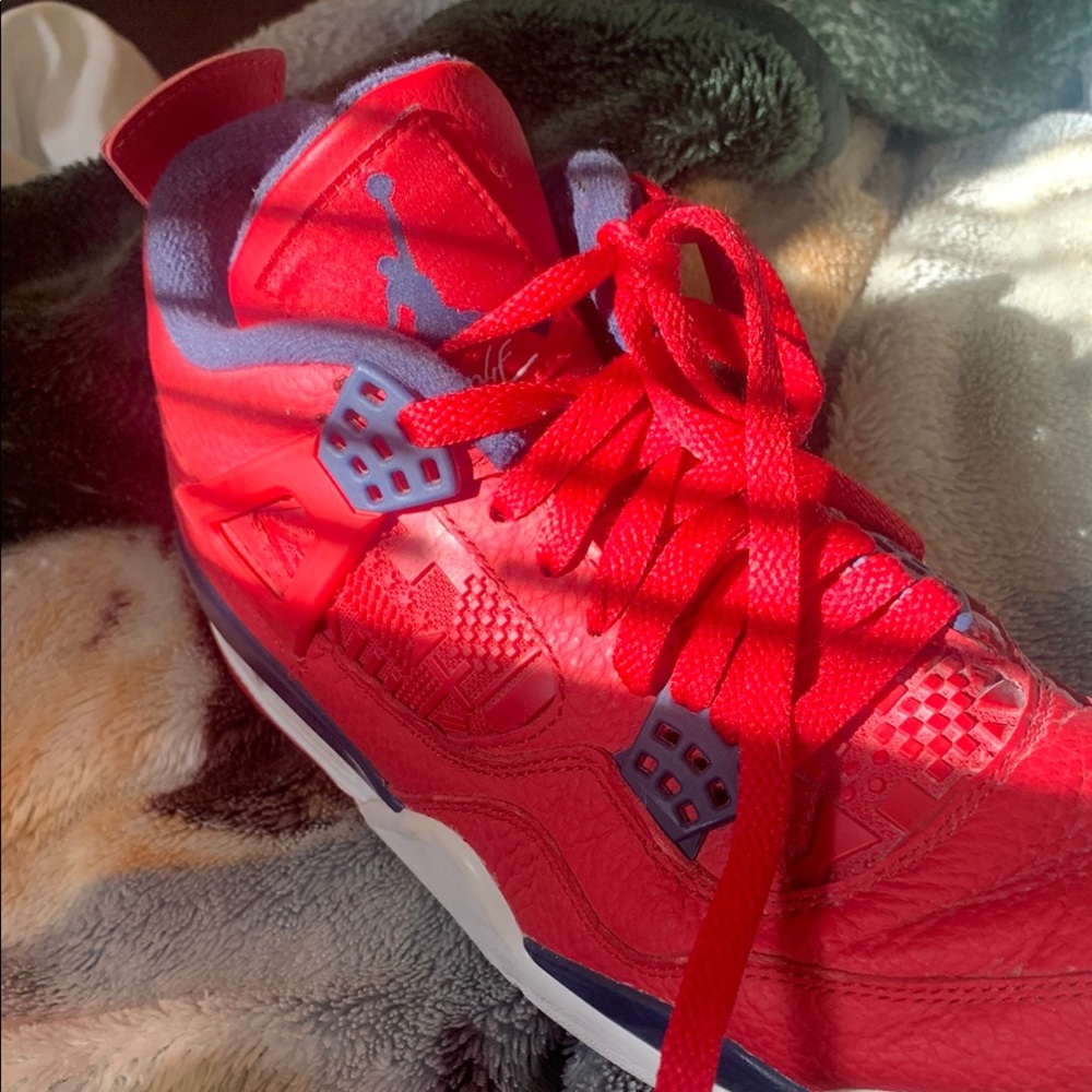 Jordan Red and Blue Sneakers with Iconic Design